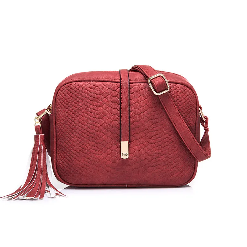 PU Leather Small Shoulder Bag with Tassel