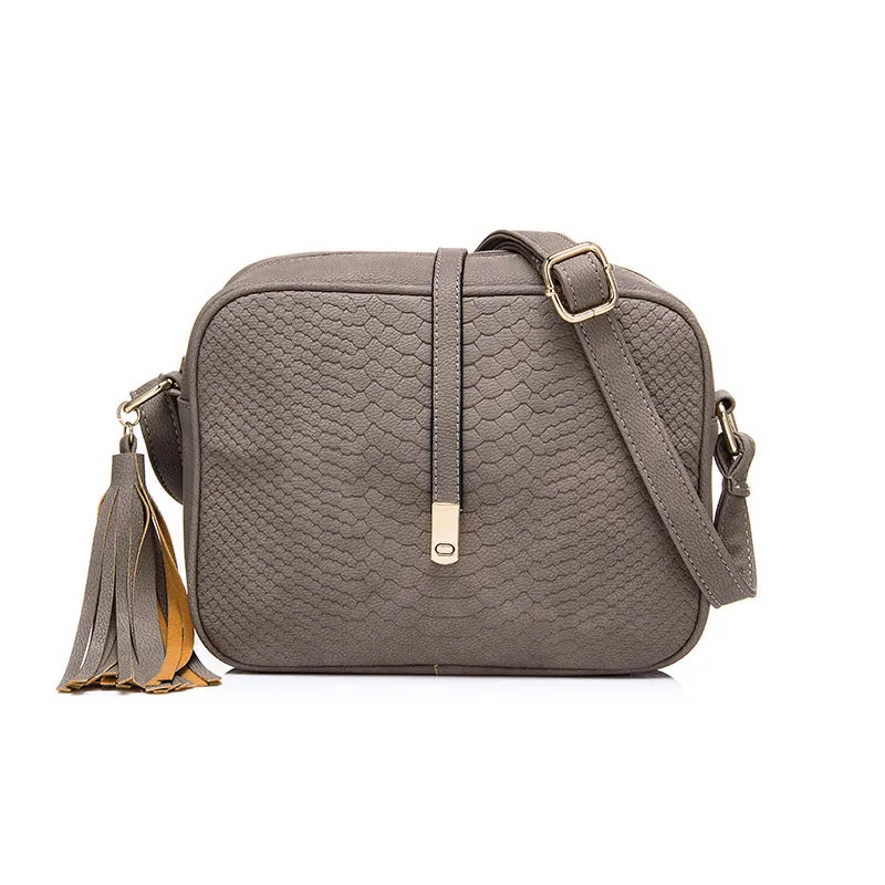 PU Leather Small Shoulder Bag with Tassel