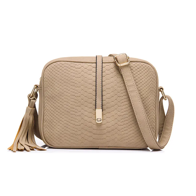 PU Leather Small Shoulder Bag with Tassel