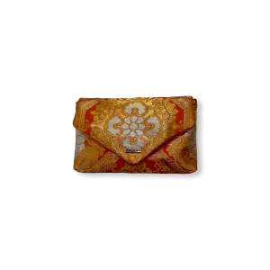 Salmon Pink Geometric Floral Clutch