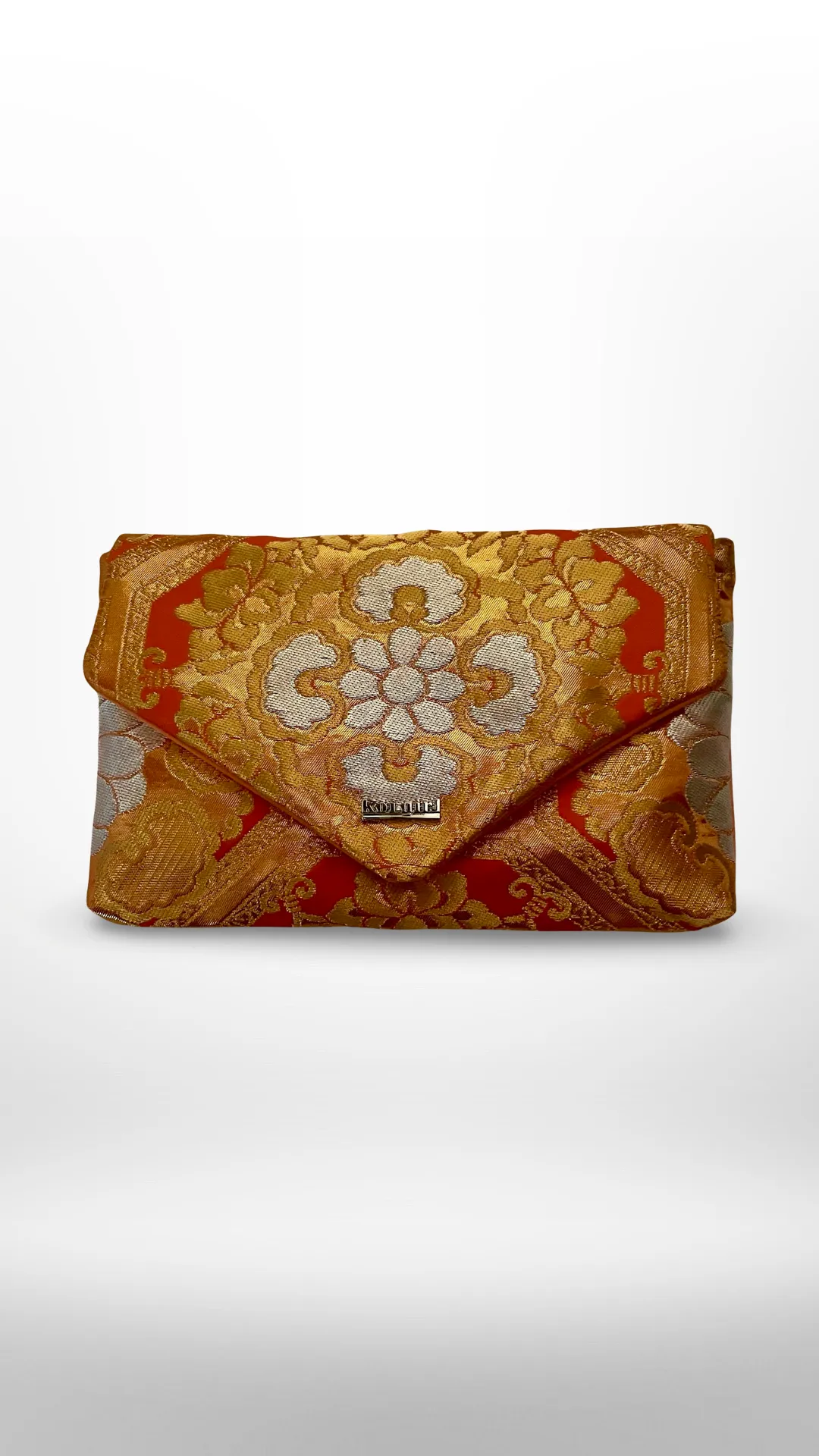 Salmon Pink Geometric Floral Clutch