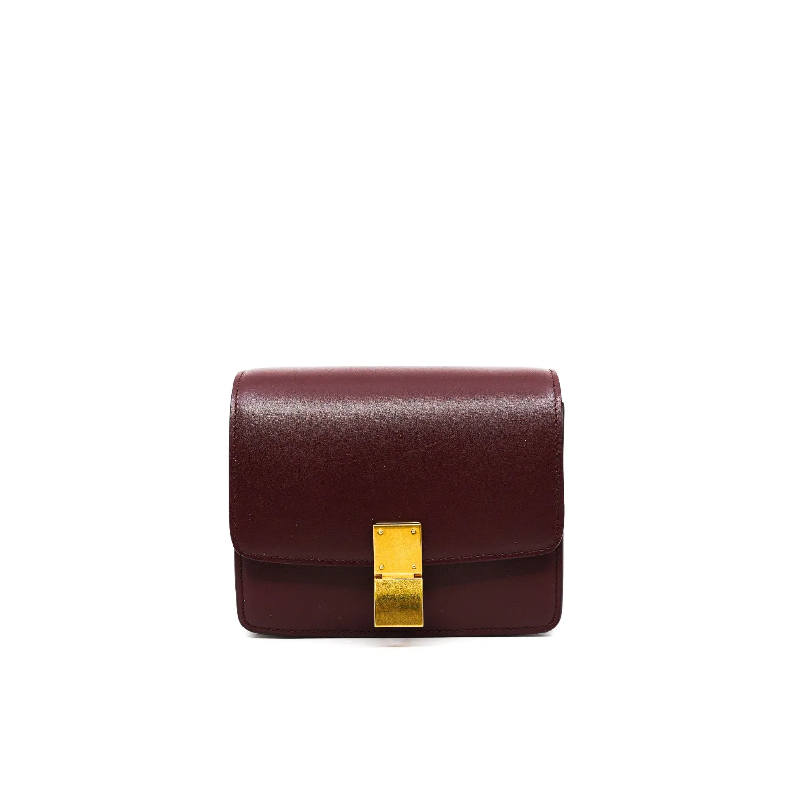 small CLASSIC BAG IN BOX CALFSKIN BURGUNDY ghw