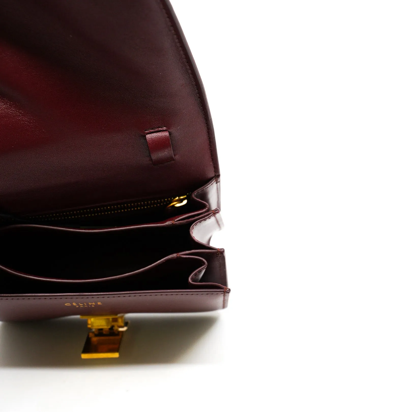small CLASSIC BAG IN BOX CALFSKIN BURGUNDY ghw