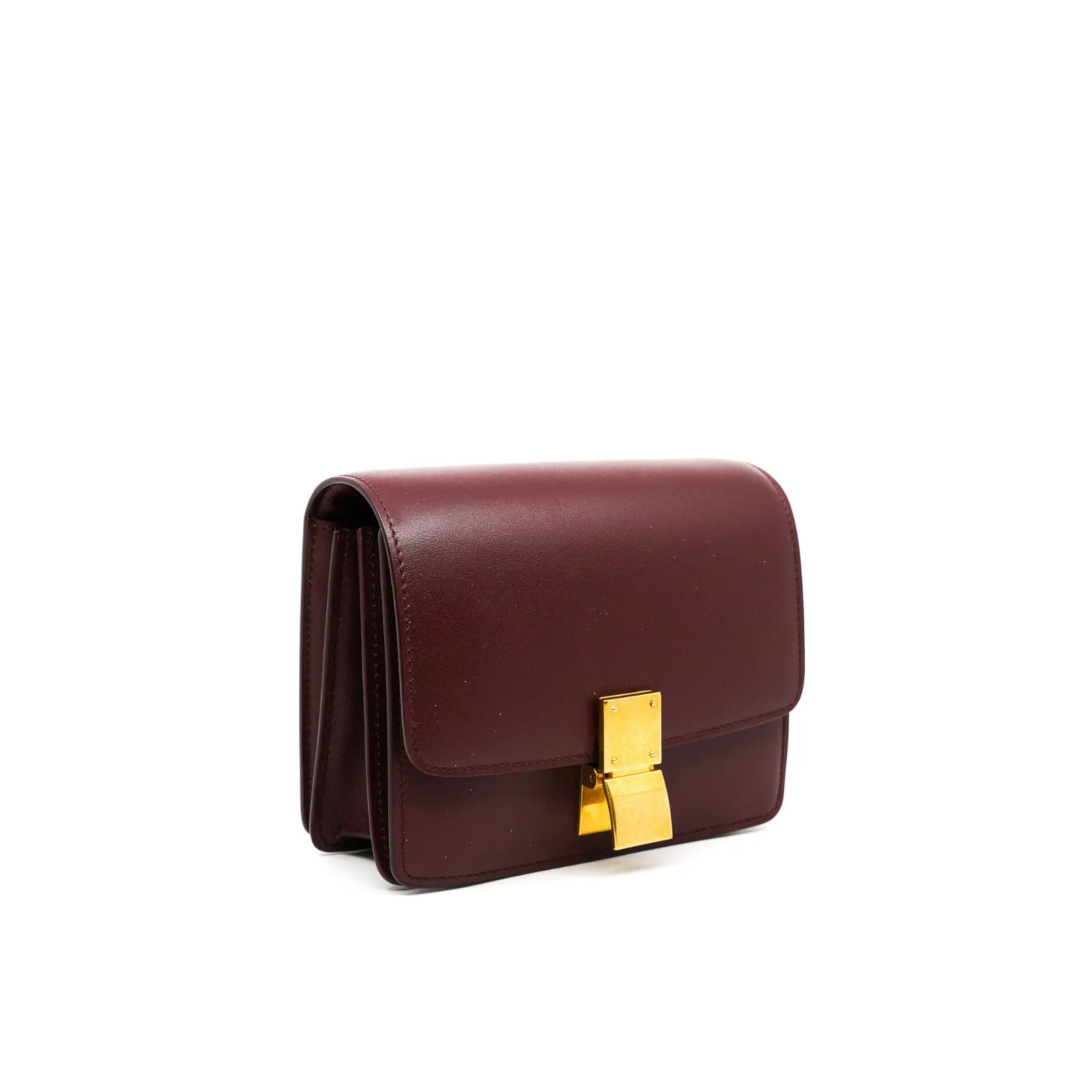 small CLASSIC BAG IN BOX CALFSKIN BURGUNDY ghw