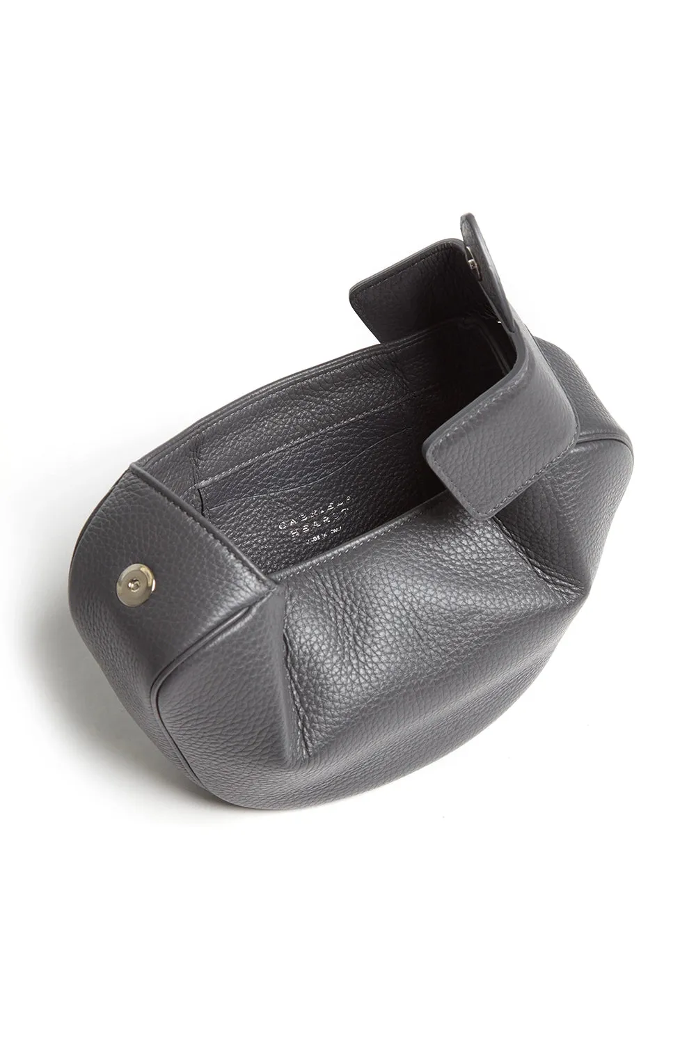 Soft Demi Clutch in Charcoal Textured Leather