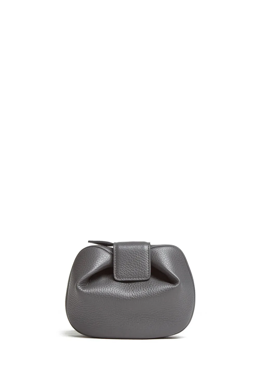 Soft Demi Clutch in Charcoal Textured Leather