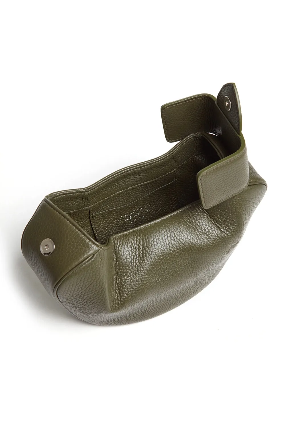 Soft Demi Clutch in Olive Textured Leather