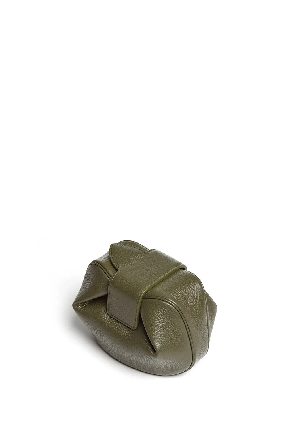 Soft Demi Clutch in Olive Textured Leather