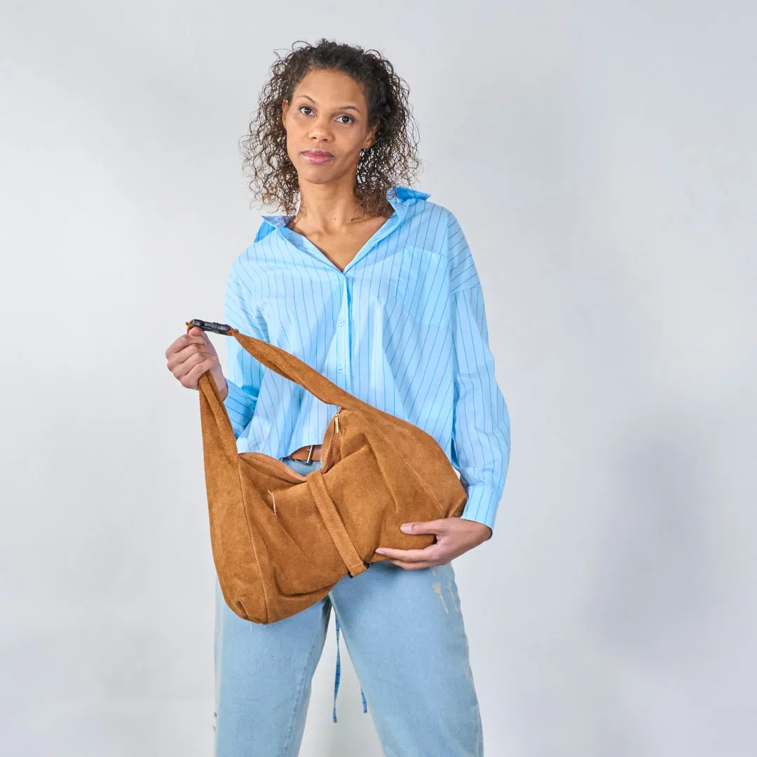 Soft suede buckle strap bag wholesale