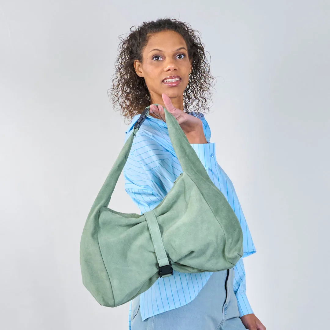 Soft suede buckle strap bag wholesale