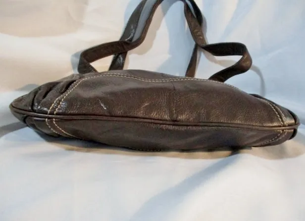 STONE MOUNTAIN leather satchel shoulder bag hobo purse BROWN tote