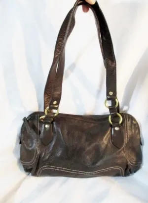 STONE MOUNTAIN leather satchel shoulder bag hobo purse BROWN tote