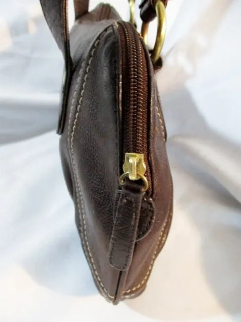 STONE MOUNTAIN leather satchel shoulder bag hobo purse BROWN tote