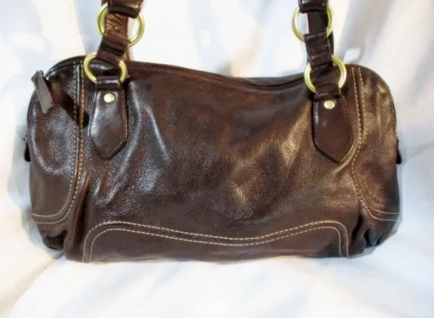 STONE MOUNTAIN leather satchel shoulder bag hobo purse BROWN tote
