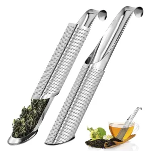 Supvox® 2Pcs Tea Infuser 304 Stainless Steel Tea Infuser Tea Strainer with Hook Tea Filter for Loose Tea, Chamomile, Green Tea Loose Leaves Fine Mesh Strainer for Teapots, Cups, Mugs, 14cm