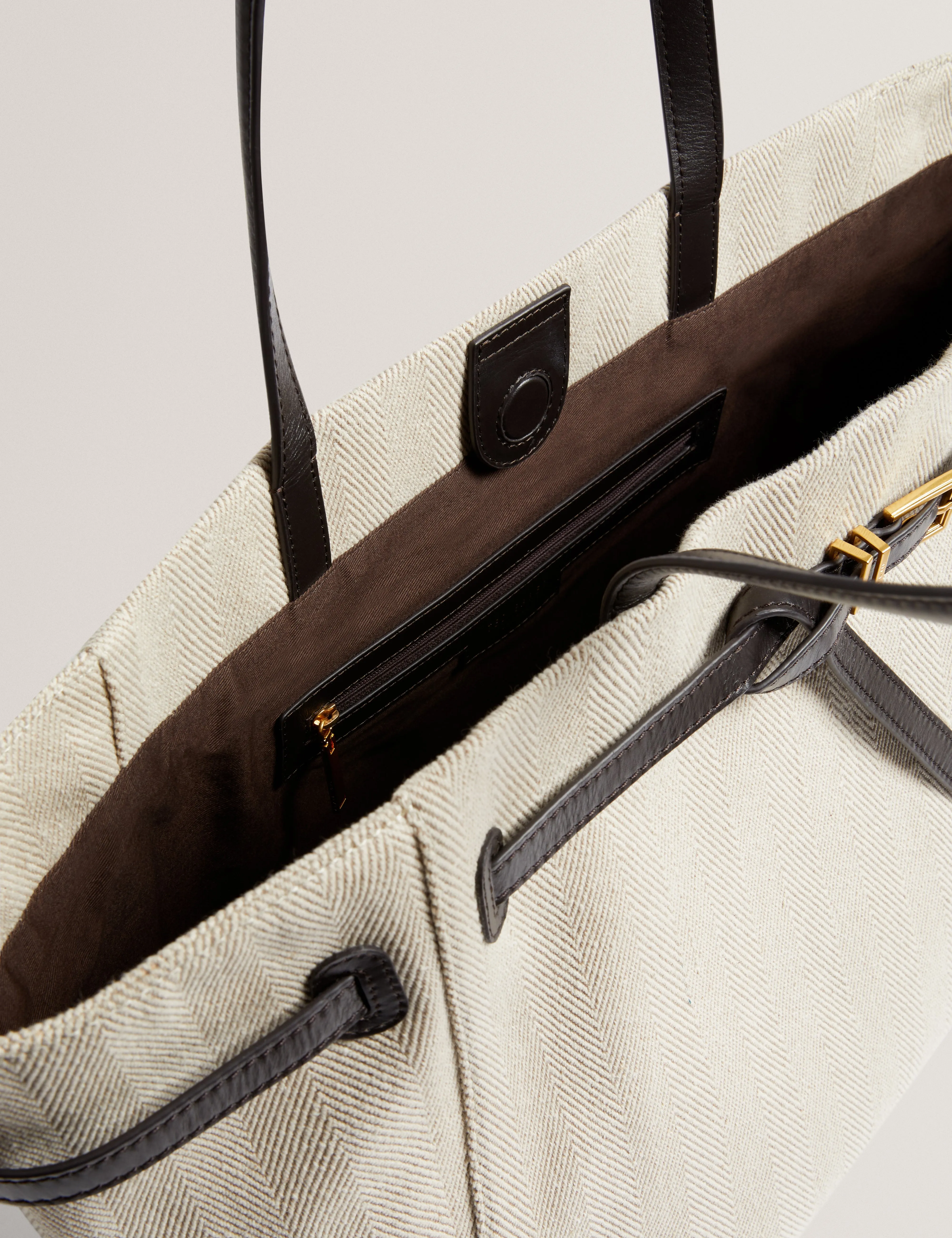 Tafanie Belted Herringbone Canvas Brn-Choc