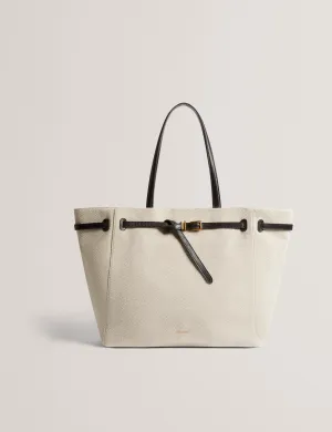 Tafanie Belted Herringbone Canvas Brn-Choc