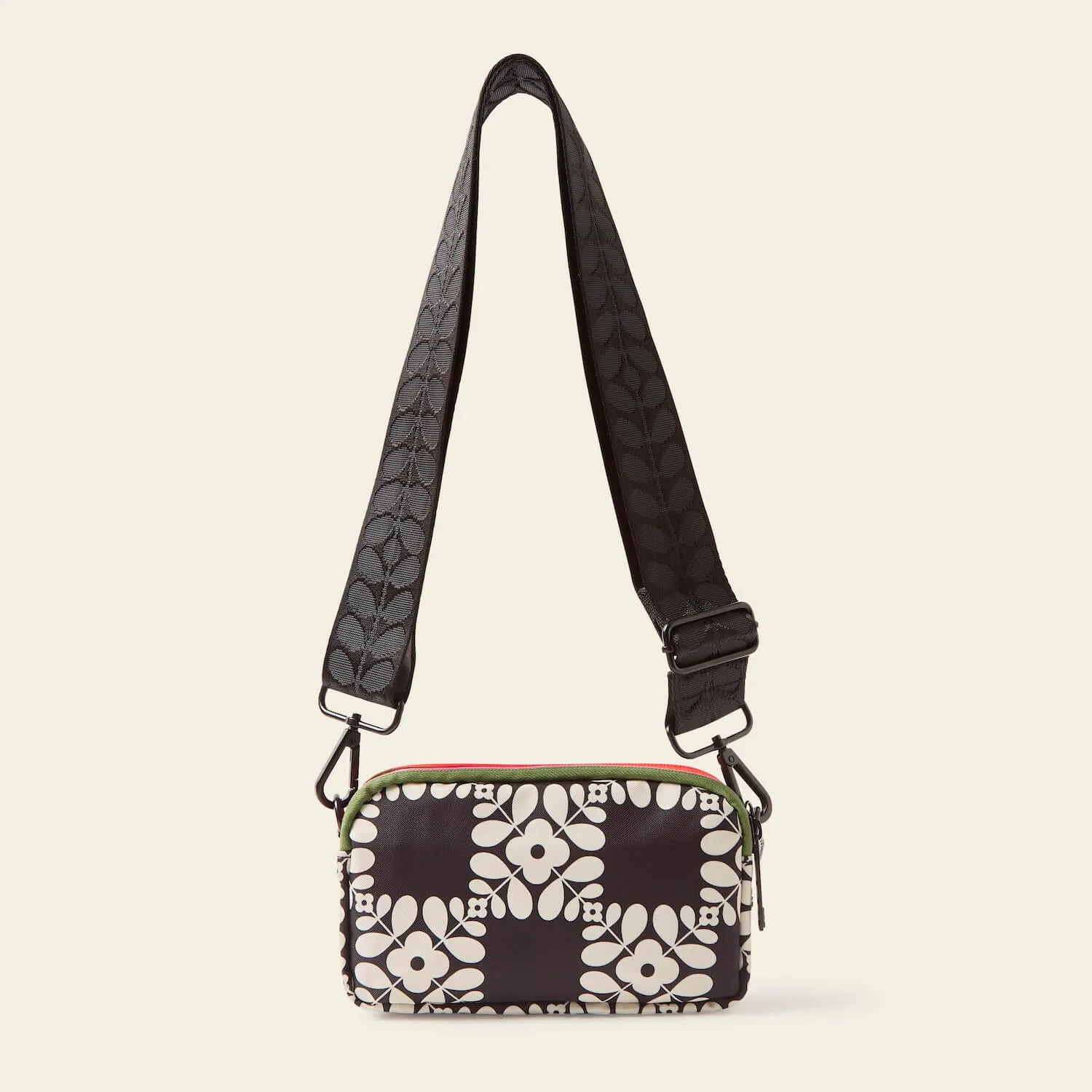 Tripod Crossbody - Lattice Flower Tile Onyx