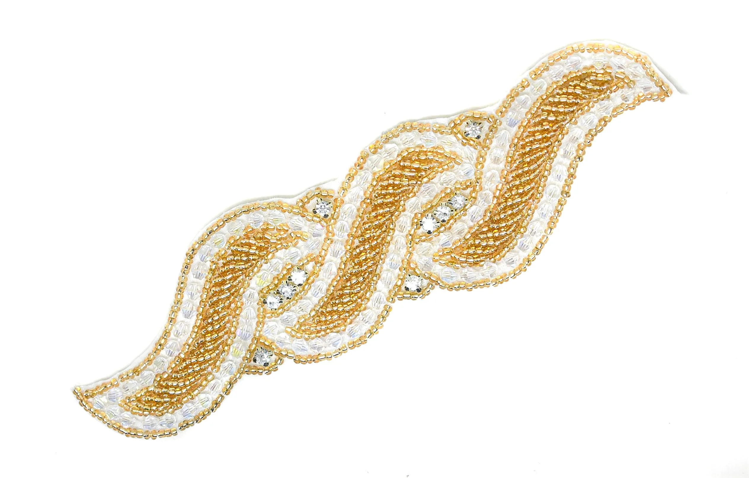 Unique Rhinestone, Beaded Applique 7" x 6" - 1 Piece