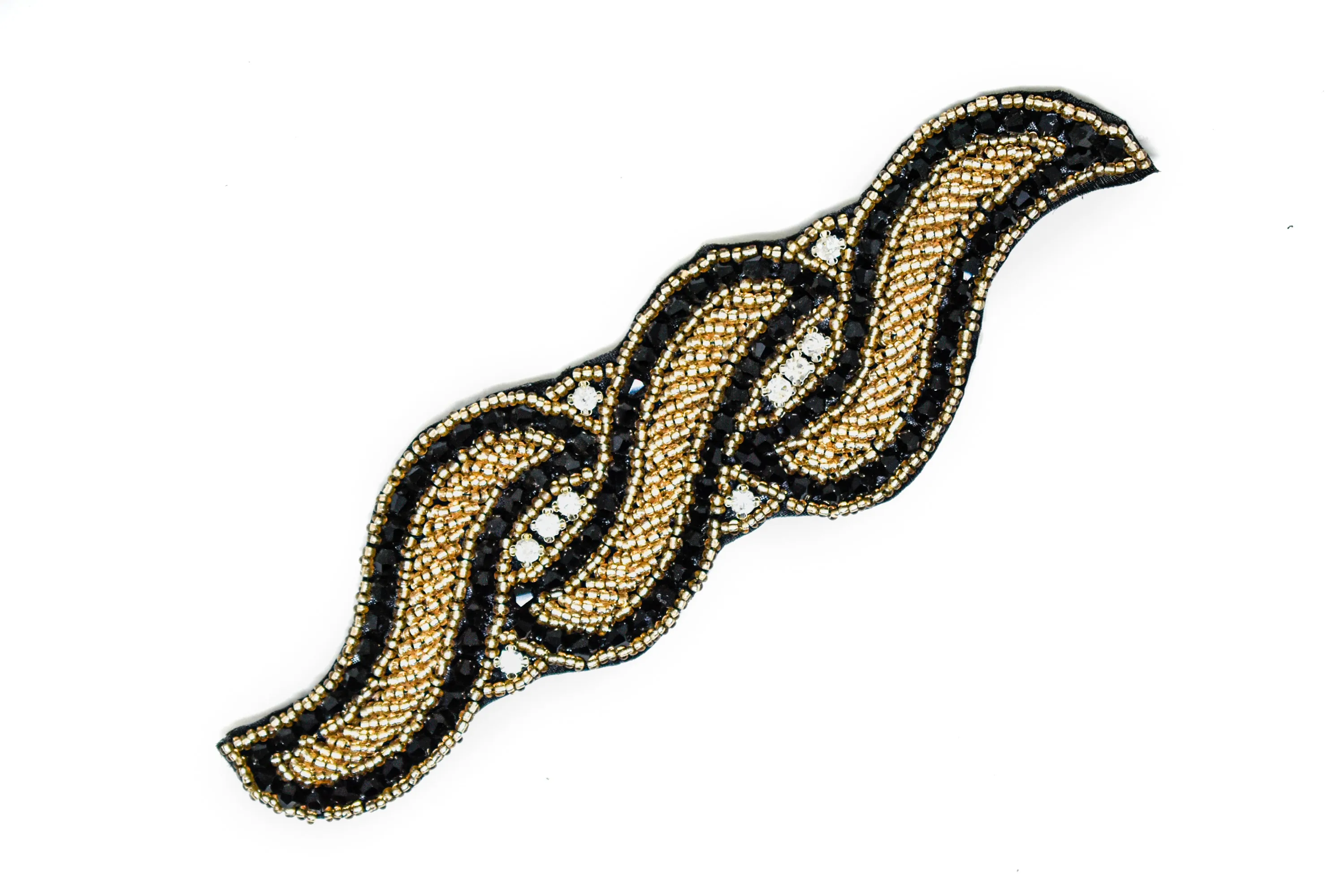 Unique Rhinestone, Beaded Applique 7" x 6" - 1 Piece
