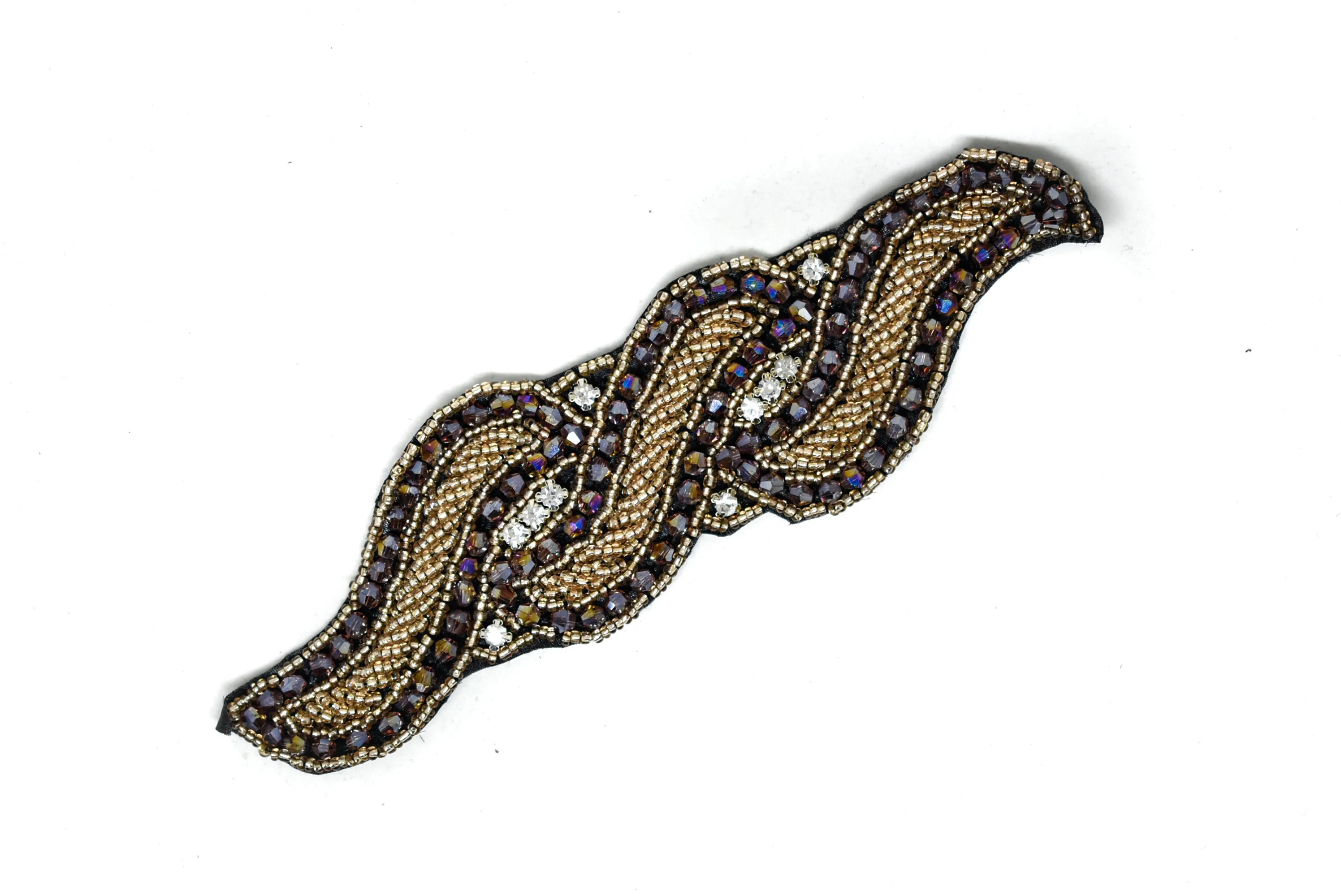 Unique Rhinestone, Beaded Applique 7" x 6" - 1 Piece
