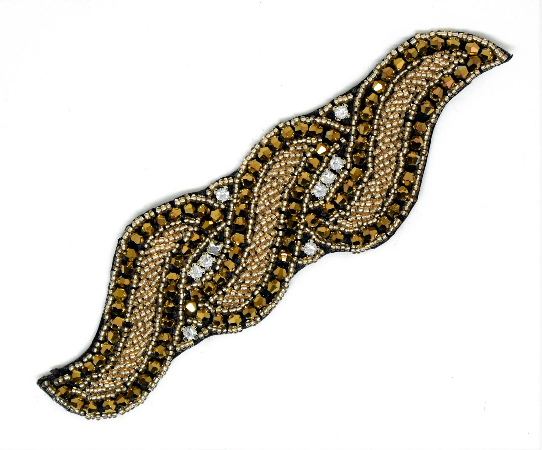 Unique Rhinestone, Beaded Applique 7" x 6" - 1 Piece