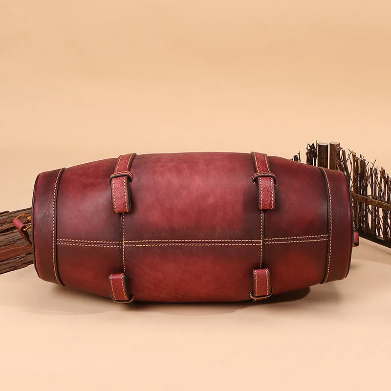 Unique Women Leather Handbags Shoulder Bag Barrel Bag Purses for Women