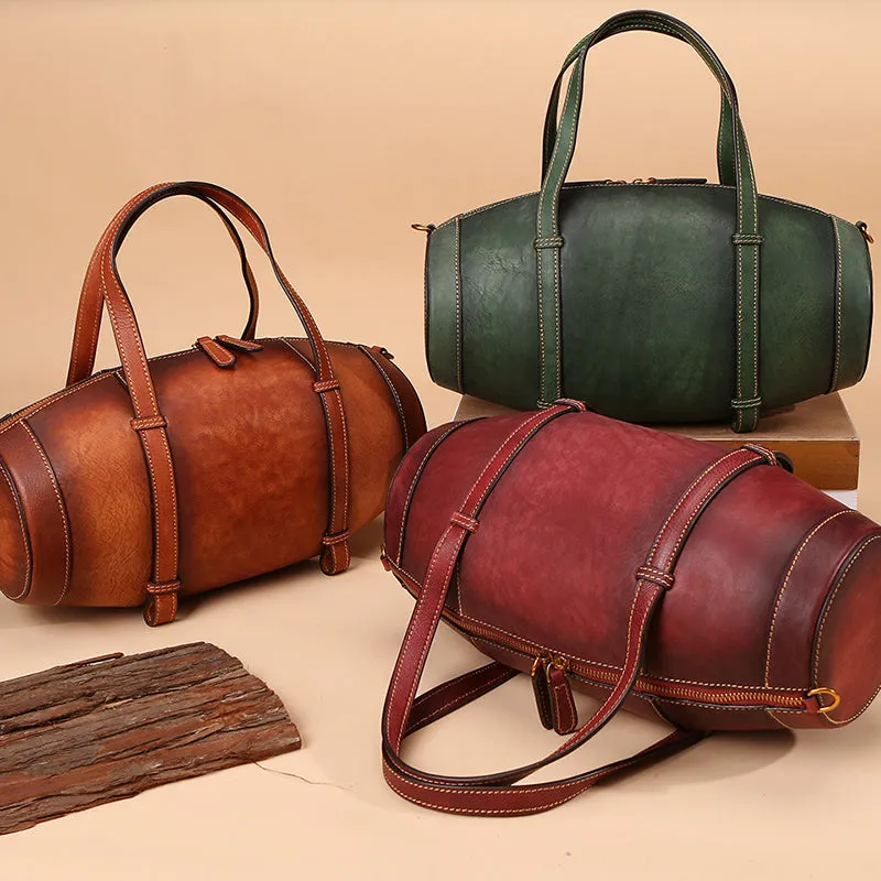 Unique Women Leather Handbags Shoulder Bag Barrel Bag Purses for Women