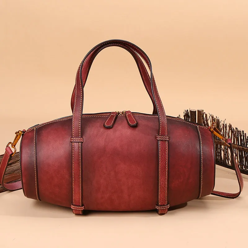 Unique Women Leather Handbags Shoulder Bag Barrel Bag Purses for Women