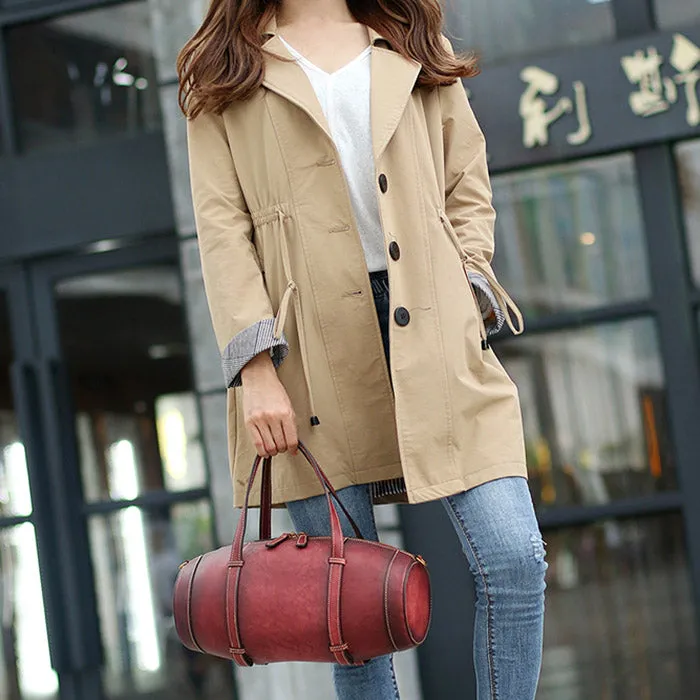 Unique Women Leather Handbags Shoulder Bag Barrel Bag Purses for Women