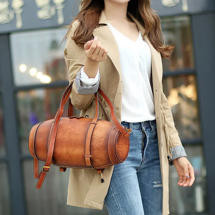 Unique Women Leather Handbags Shoulder Bag Barrel Bag Purses for Women