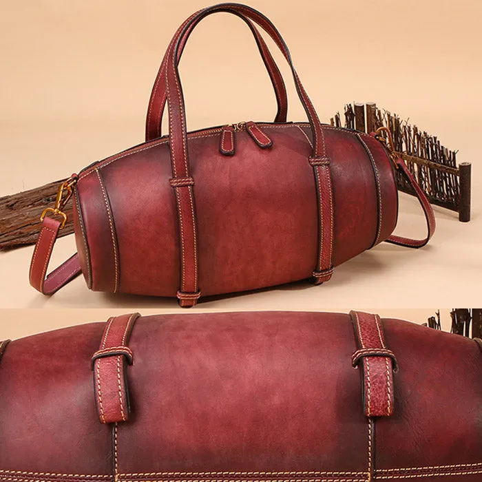 Unique Women Leather Handbags Shoulder Bag Barrel Bag Purses for Women