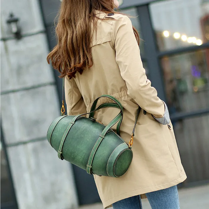 Unique Women Leather Handbags Shoulder Bag Barrel Bag Purses for Women