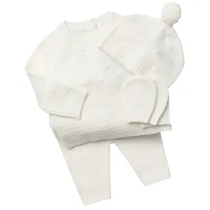 Unisex Baby Clothing Set - Knitted 4pc - Cream