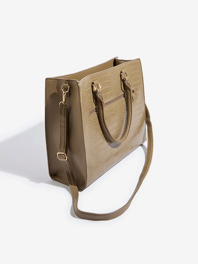 Westside Taupe Textured Shoulder Bag