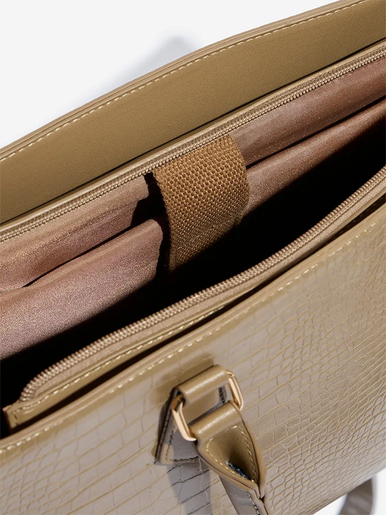 Westside Taupe Textured Shoulder Bag