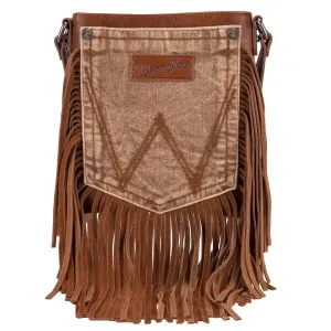 Wrangler Pocket Fringe Crossbody- Light Brown