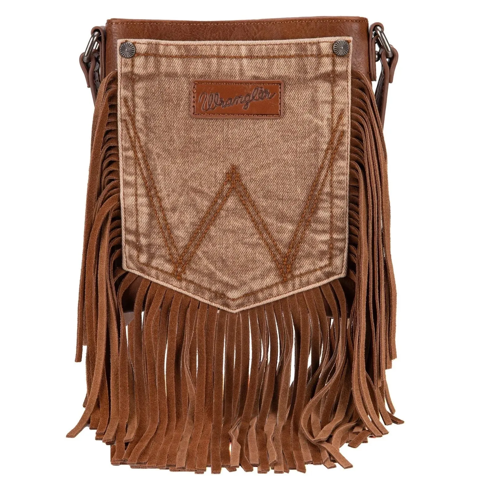 Wrangler Pocket Fringe Crossbody- Light Brown
