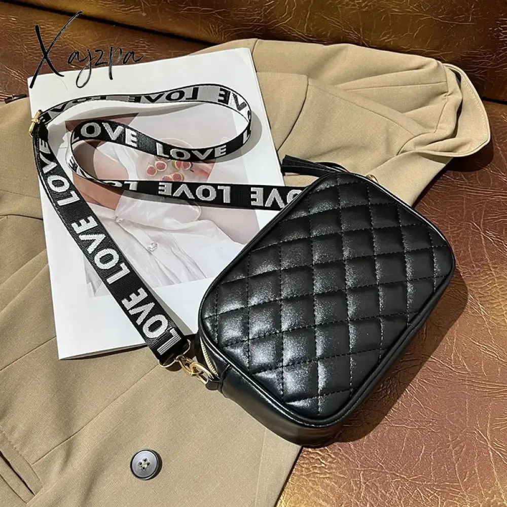 Xajzpa - Solid Classic Purses and Handbags Women Wide Women PU Leather Shoulder Handbag Camera Clucth Zipper Shoulder Bags