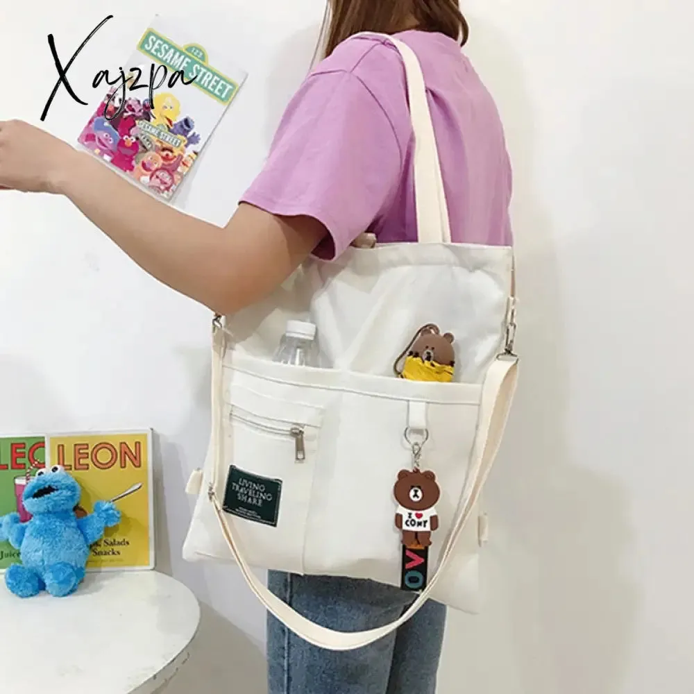 Xajzpa - Women's Bag Crossbody Handbag Female Shopper Fashion Simple Quality Bolsas Korean Designer Shoulder Canvas Bags For Women Tote