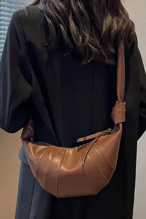 Zenana Upper East Side Camel Faux Leather Half Moon Bag