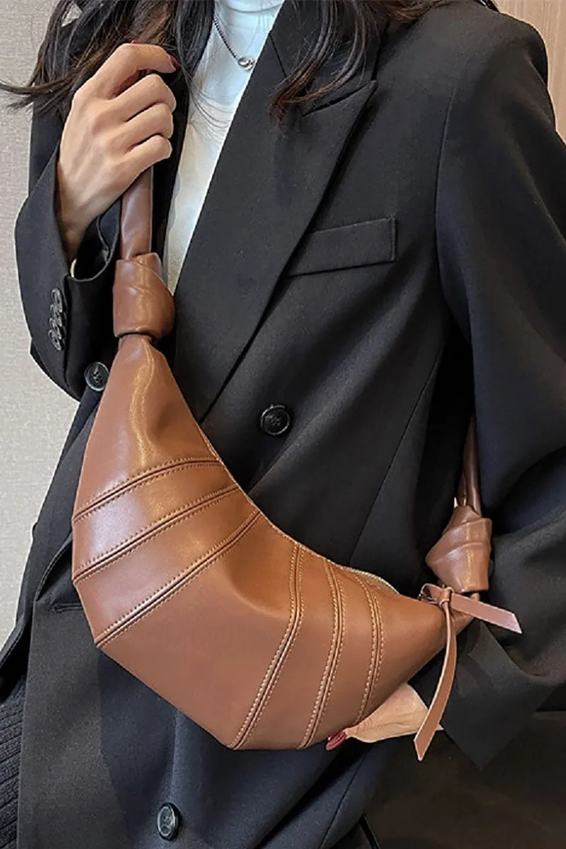 Zenana Upper East Side Camel Faux Leather Half Moon Bag